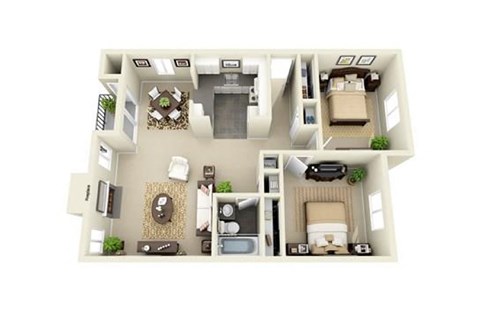 Hawthorne 2 bed 1 bath apartment at Miramonte Lodge, Oregon, 97222